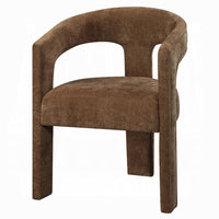 Hery Armchair Set of 2, Curved Padded Backrest and Seat, Brown Linen - BM348732