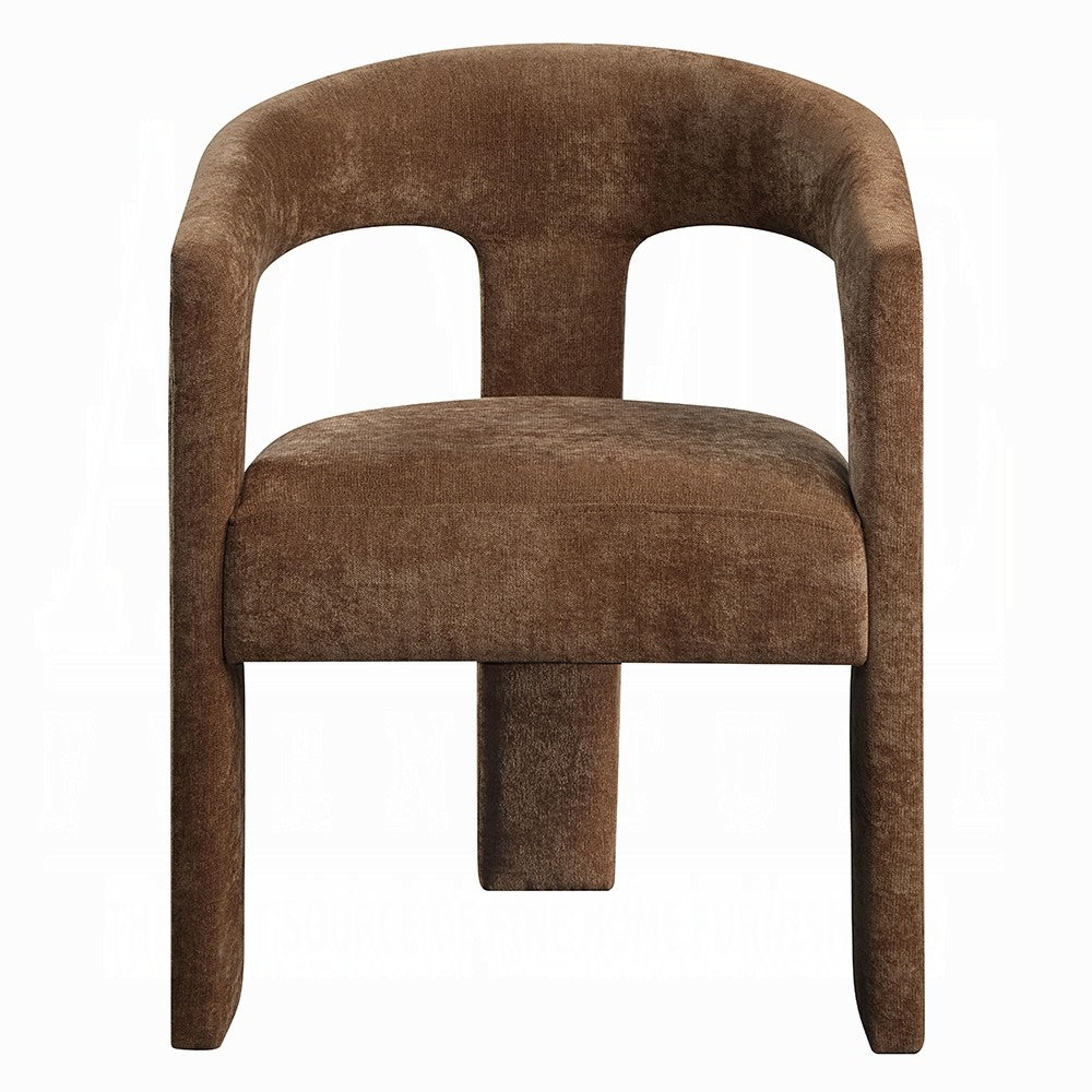 Hery Armchair Set of 2, Curved Padded Backrest and Seat, Brown Linen - BM348732