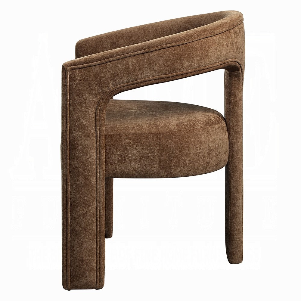 Hery Armchair Set of 2, Curved Padded Backrest and Seat, Brown Linen - BM348732