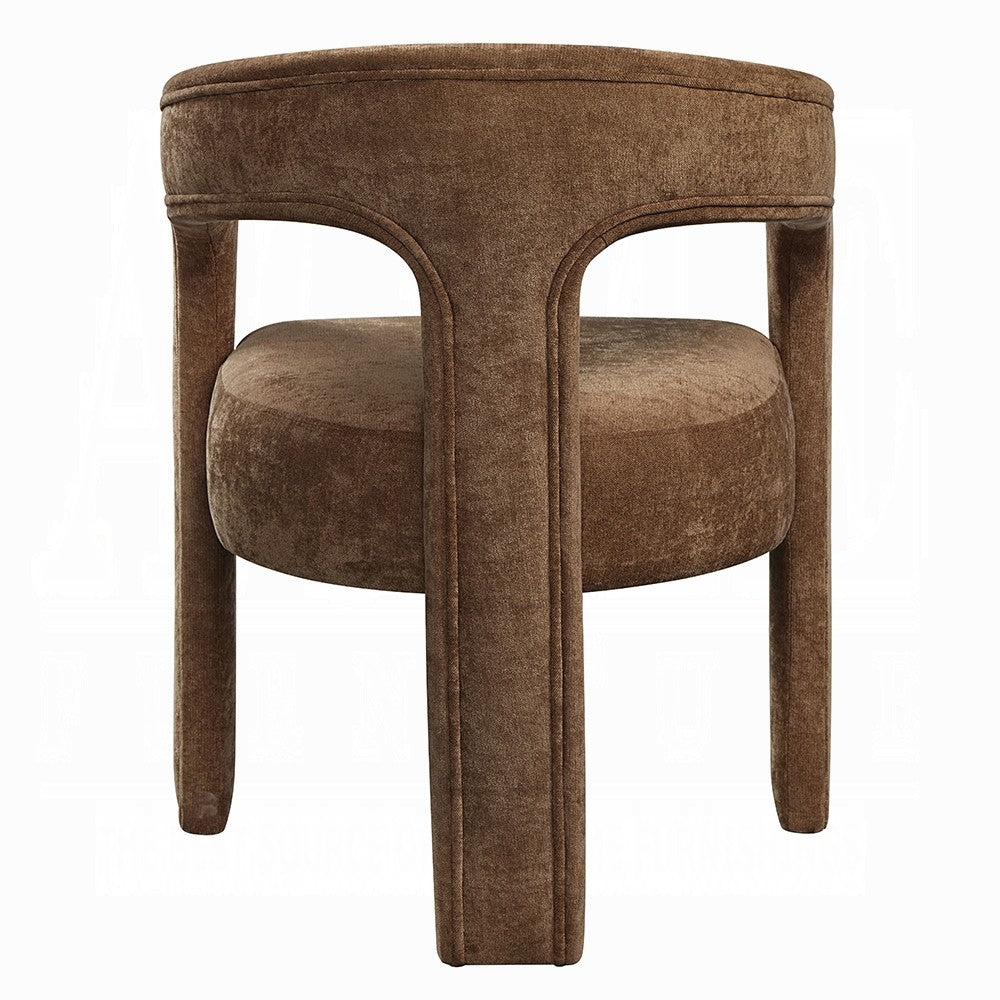 Hery Armchair Set of 2, Curved Padded Backrest and Seat, Brown Linen - BM348732