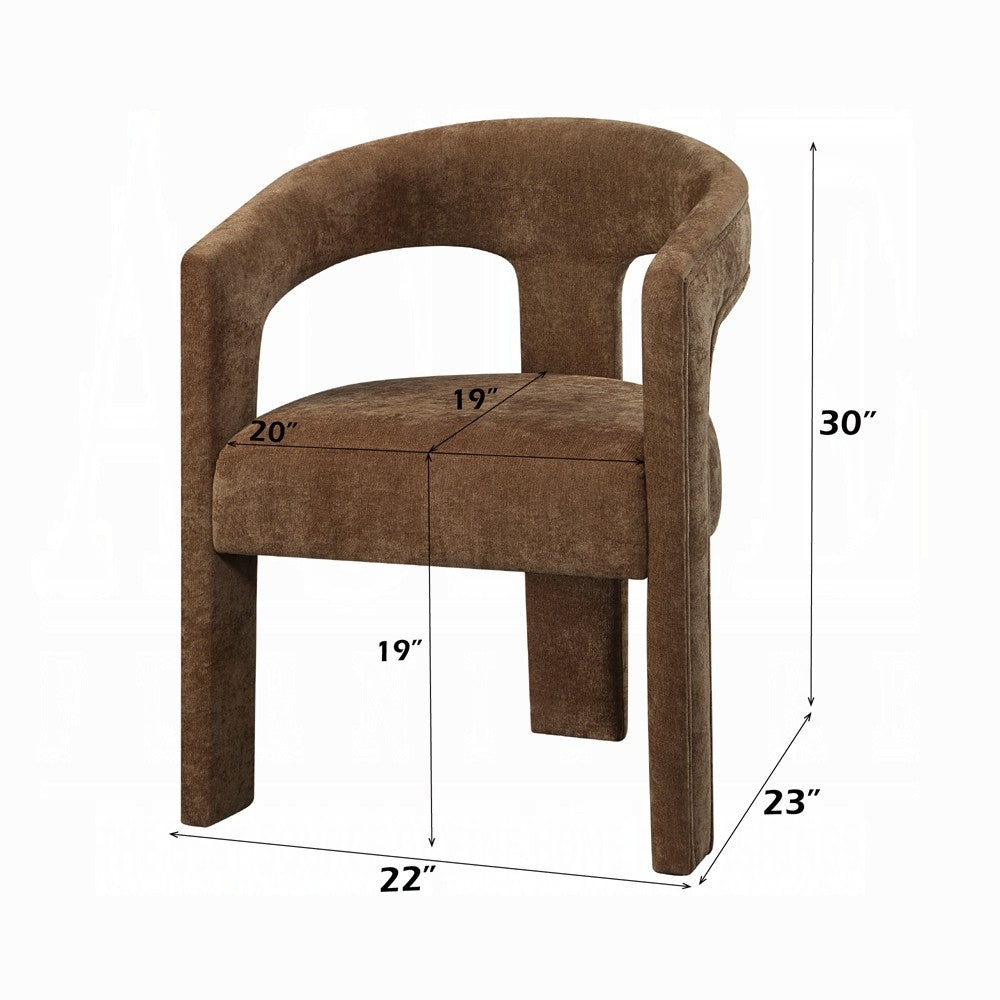 Hery Armchair Set of 2, Curved Padded Backrest and Seat, Brown Linen - BM348732