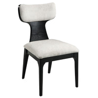 Kiri Dining Side Chair Set of 2, White Chenille Seat, Black Wood Legs - BM348733
