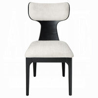 Kiri Dining Side Chair Set of 2, White Chenille Seat, Black Wood Legs - BM348733