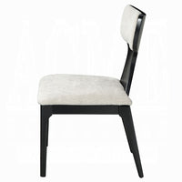 Kiri Dining Side Chair Set of 2, White Chenille Seat, Black Wood Legs - BM348733