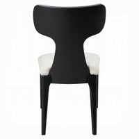 Kiri Dining Side Chair Set of 2, White Chenille Seat, Black Wood Legs - BM348733
