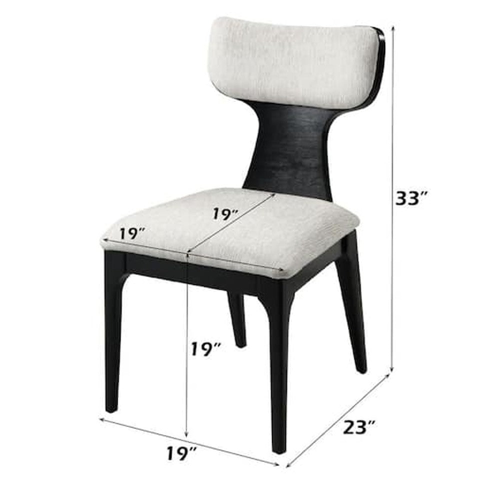 Kiri Dining Side Chair Set of 2, White Chenille Seat, Black Wood Legs - BM348733