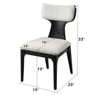 Kiri Dining Side Chair Set of 2, White Chenille Seat, Black Wood Legs - BM348733