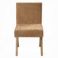 Sery Dining Side Chair Set of 2, Chocolate Brown Chenille, Wood Legs - BM348734
