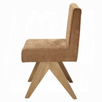 Sery Dining Side Chair Set of 2, Chocolate Brown Chenille, Wood Legs - BM348734