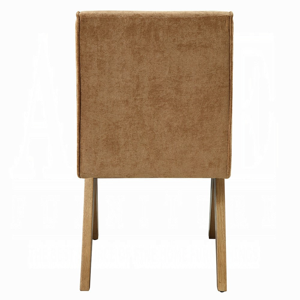 Sery Dining Side Chair Set of 2, Chocolate Brown Chenille, Wood Legs - BM348734