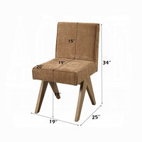 Sery Dining Side Chair Set of 2, Chocolate Brown Chenille, Wood Legs - BM348734