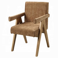 Sery Armchair Set of 2, Chocolate Brown Chenille Seat, Wood Legs - BM348735