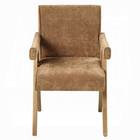 Sery Armchair Set of 2, Chocolate Brown Chenille Seat, Wood Legs - BM348735