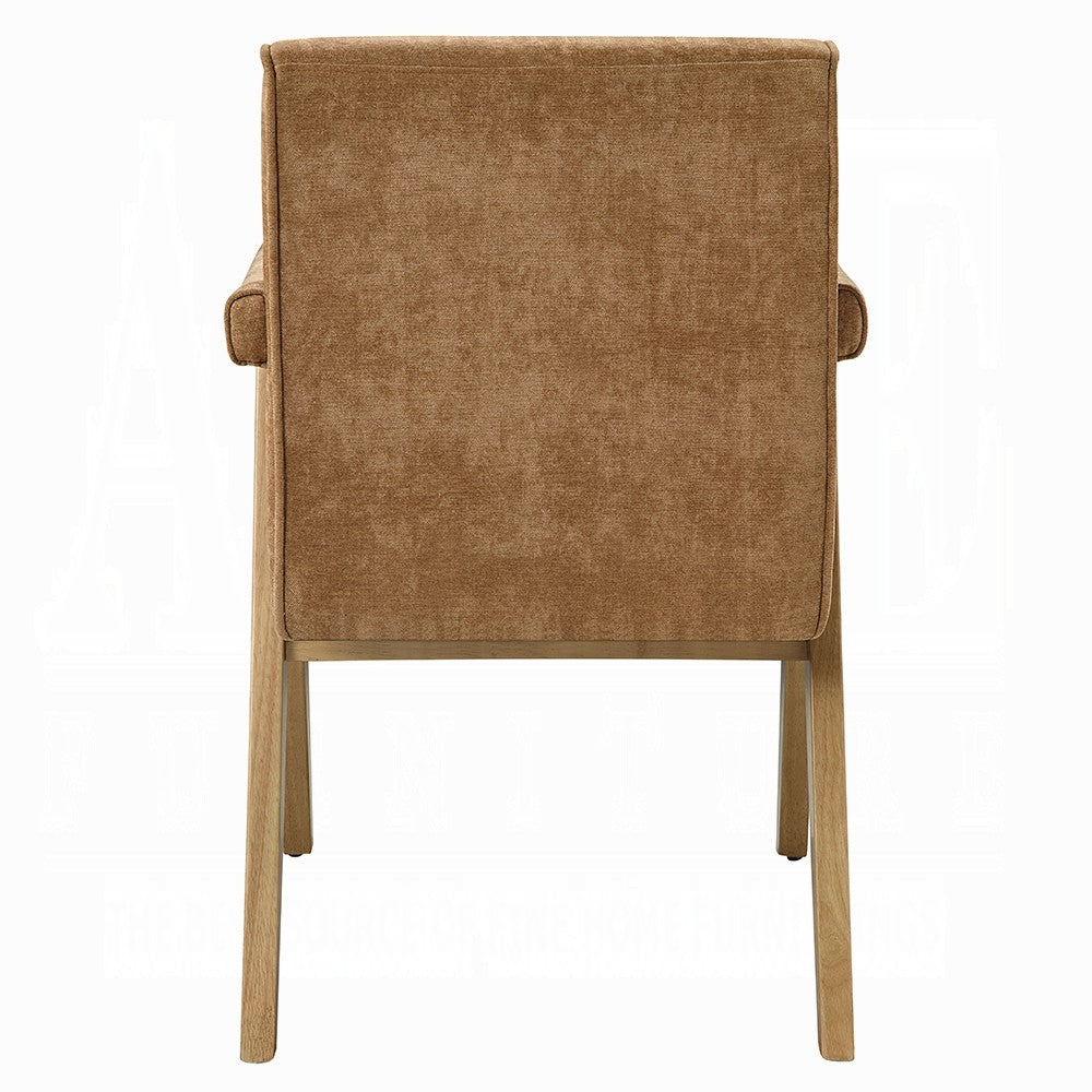 Sery Armchair Set of 2, Chocolate Brown Chenille Seat, Wood Legs - BM348735