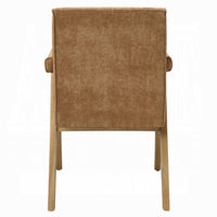 Sery Armchair Set of 2, Chocolate Brown Chenille Seat, Wood Legs - BM348735