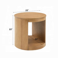 Sery Side End Table, 22 Inch Round Top with Open Lower Shelf, Oak Brown  - BM348740