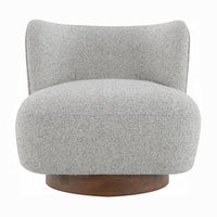 Sely Contemporary Accent Chair, Gray Tweed Fabric Curved Back, Round Base - BM348742