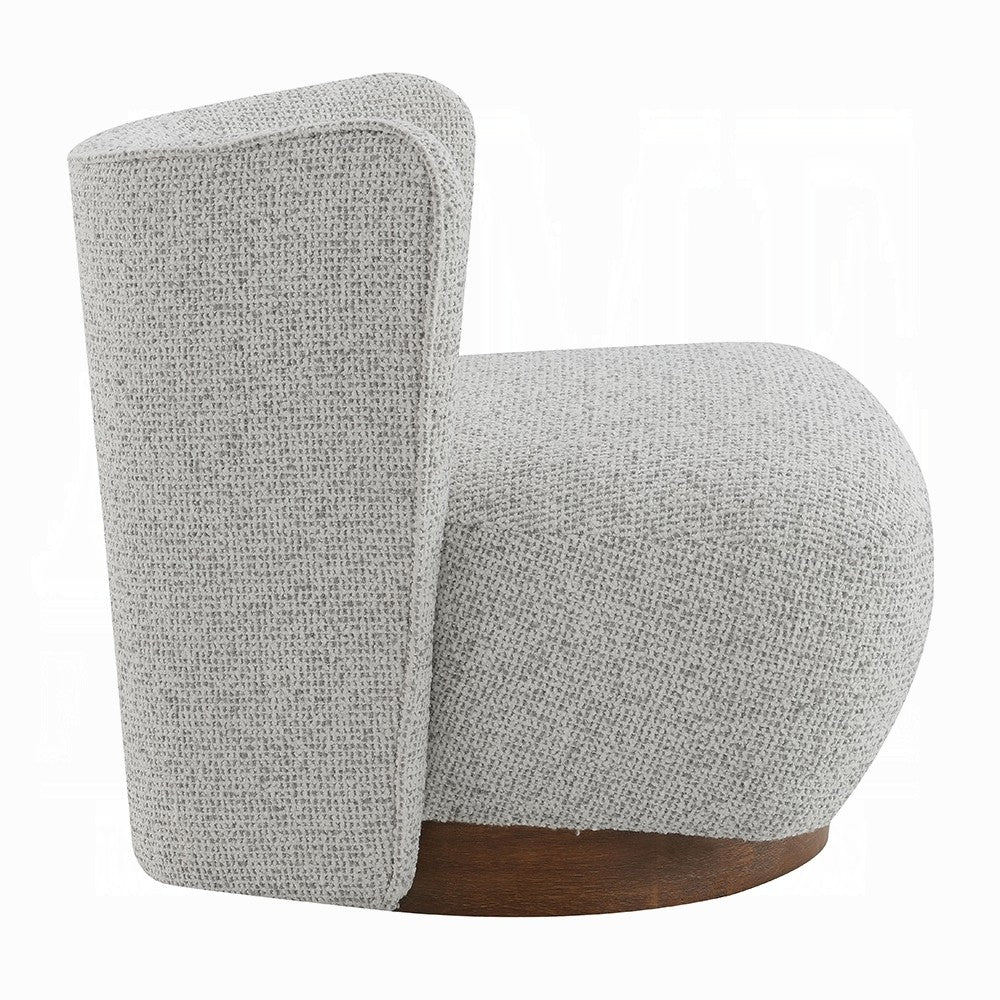 Sely Contemporary Accent Chair, Gray Tweed Fabric Curved Back, Round Base - BM348742
