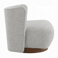 Sely Contemporary Accent Chair, Gray Tweed Fabric Curved Back, Round Base - BM348742