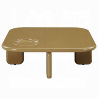Jeny Coffee Table, 35 Inch Square Top with Rounded Corners, Yellow Brown - BM348748