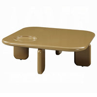 Jeny Coffee Table, 35 Inch Square Top with Rounded Corners, Yellow Brown - BM348748