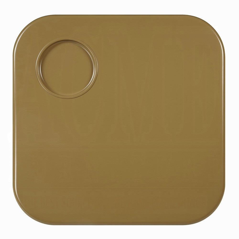 Jeny Coffee Table, 35 Inch Square Top with Rounded Corners, Yellow Brown - BM348748