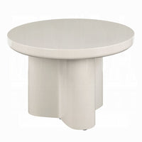 Jeny Side End Table, 24 Inch Round Top with Pedestal Base, Light Gray - BM348749