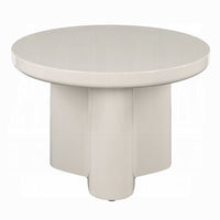 Jeny Side End Table, 24 Inch Round Top with Pedestal Base, Light Gray - BM348749