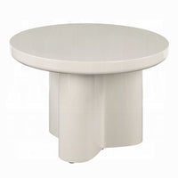 Jeny Side End Table, 24 Inch Round Top with Pedestal Base, Light Gray - BM348749