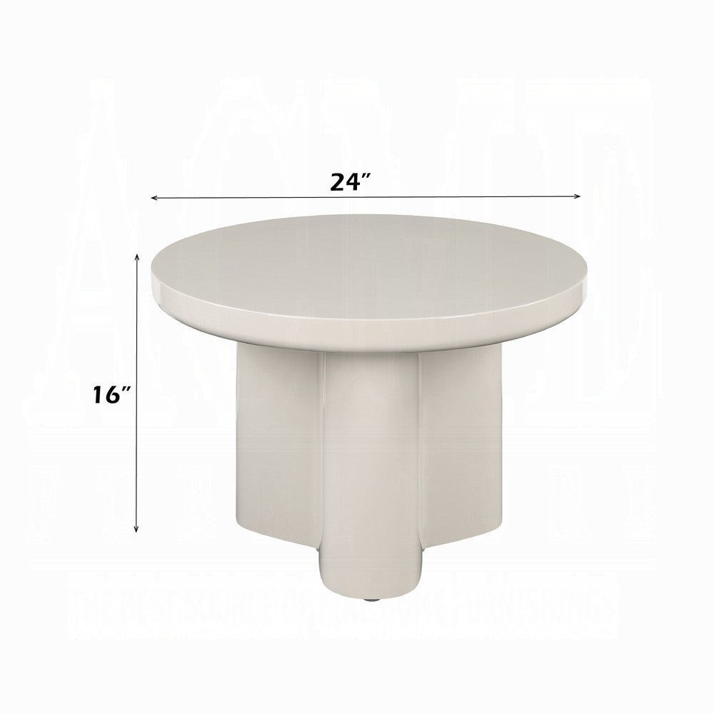 Jeny Side End Table, 24 Inch Round Top with Pedestal Base, Light Gray - BM348749