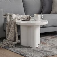 Jeny Side End Table, 24 Inch Round Top with Pedestal Base, Light Gray - BM348749