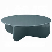 Lemy Coffee Table. 39 Inch Round Top with Pedestal Base, Teal Blue Wood - BM348751