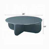 Lemy Coffee Table. 39 Inch Round Top with Pedestal Base, Teal Blue Wood - BM348751