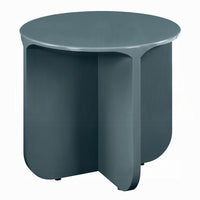 Lemy Side End Table. 20 Inch Round Top with Pedestal Base, Teal Blue Wood - BM348752