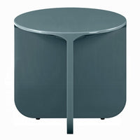 Lemy Side End Table. 20 Inch Round Top with Pedestal Base, Teal Blue Wood - BM348752