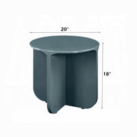 Lemy Side End Table. 20 Inch Round Top with Pedestal Base, Teal Blue Wood - BM348752