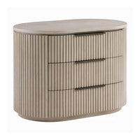 Dery Nightstand with USB Ports, 3 Ribbed Front Drawers, Light Oak Brown - BM348753