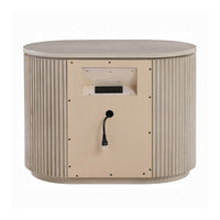 Dery Nightstand with USB Ports, 3 Ribbed Front Drawers, Light Oak Brown - BM348753
