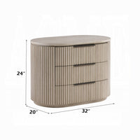 Dery Nightstand with USB Ports, 3 Ribbed Front Drawers, Light Oak Brown - BM348753
