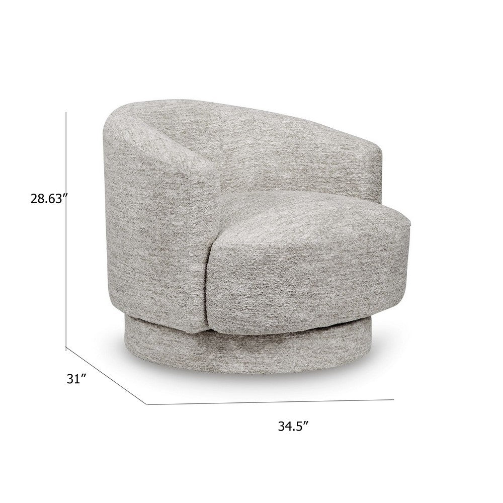 Wady Swivel Accent Chair, Light Gray Barrel Back with Tight Seat Cushion - BM348756