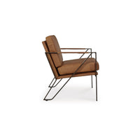 Gery Accent Chair, Caramel Brown Top Grain Leather, Bronze Metal Frame - BM348760