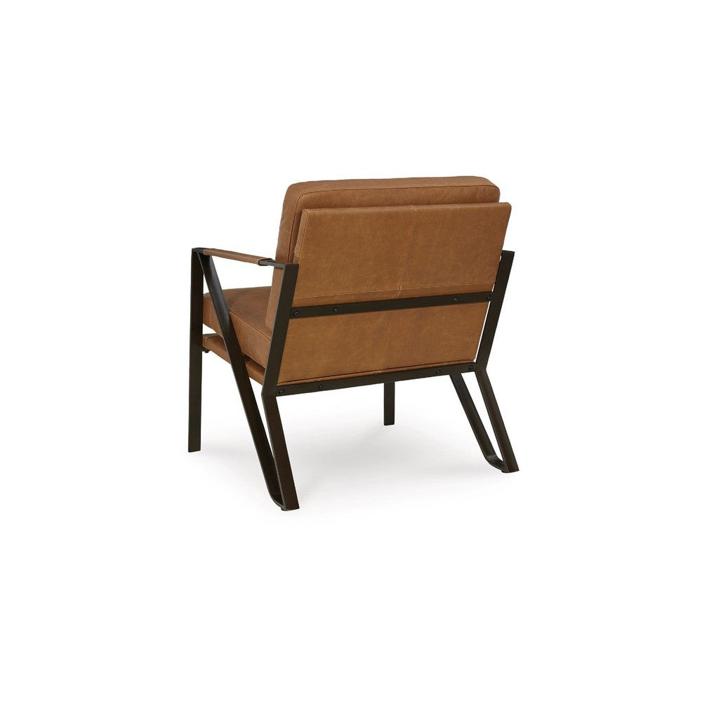 Gery Accent Chair, Caramel Brown Top Grain Leather, Bronze Metal Frame - BM348760