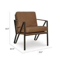 Gery Accent Chair, Caramel Brown Top Grain Leather, Bronze Metal Frame - BM348760