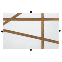Broy Accent Table, 22 Inch White Marble Top with Wood Inlay, Lower Shelf - BM348763