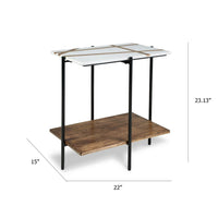 Broy Accent Table, 22 Inch White Marble Top with Wood Inlay, Lower Shelf - BM348763