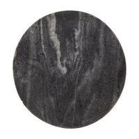 Cira Accent Table, 12 Inch Round Black and White Marble Top, Gold Metal - BM348764