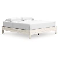 Soca King Size Platform Bed, Whitewashed Oak Grain, Low Profile, Plywood Base - BM348771