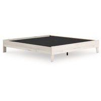 Soca King Size Platform Bed, Whitewashed Oak Grain, Low Profile, Plywood Base - BM348771