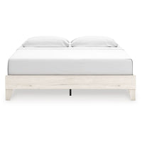 Soca King Size Platform Bed, Whitewashed Oak Grain, Low Profile, Plywood Base - BM348771