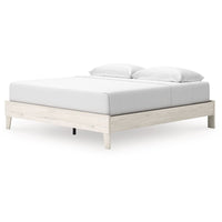 Soca King Size Platform Bed, Whitewashed Oak Grain, Low Profile, Plywood Base - BM348771